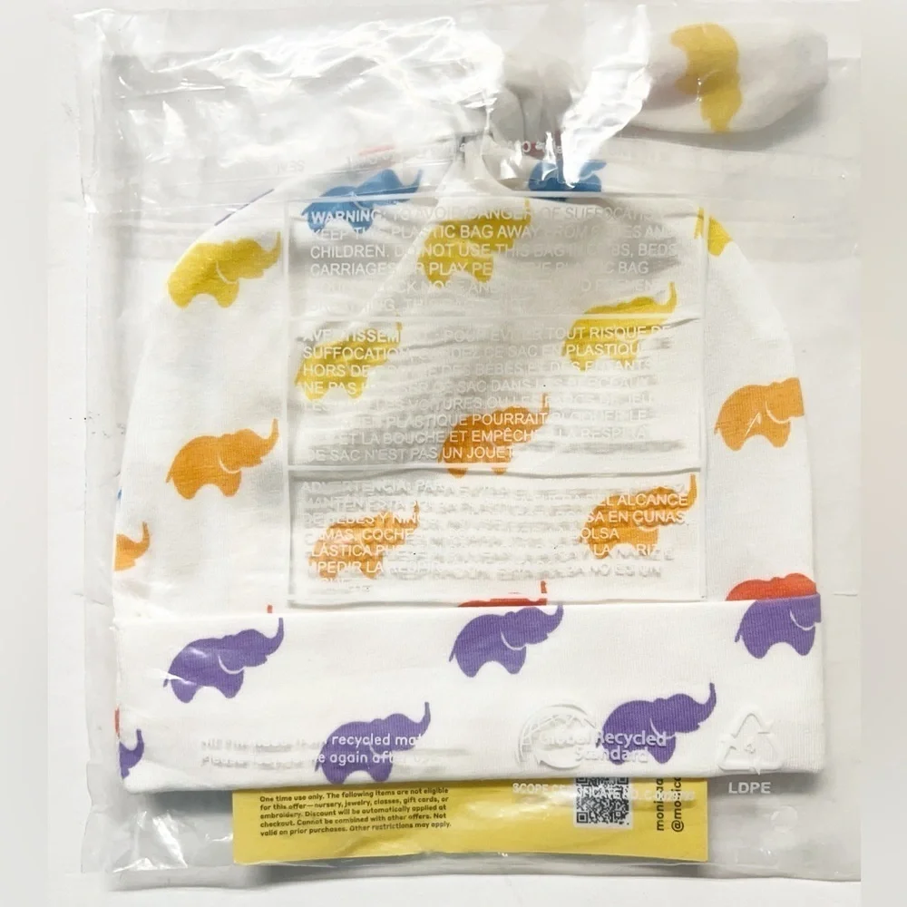 Monica & Andy Baby Unisex Rainbow Elephants Top Knot Hat One Size